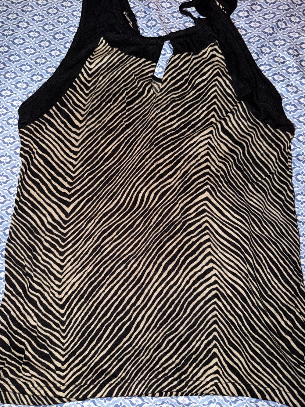 Ann Taylor Black and Tan Zebra-Print Tank Top